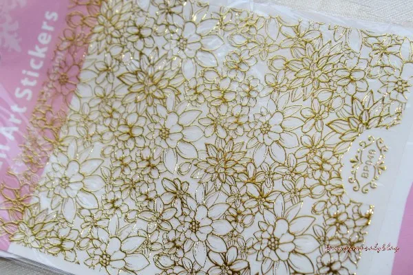1 лист золотого тиснения Цветущий цветок 3D наклейки для ногтей s Золотой клей переводная Наклейка Маникюр DIY Изображение 3D дизайн ногтей украшение