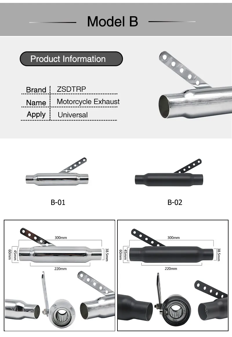 ZSDTRP Универсальные мотоциклы конические слипоны Ретро глушитель вертикальный подходит для Harley Bobber Chopper Кафе Racer Racing