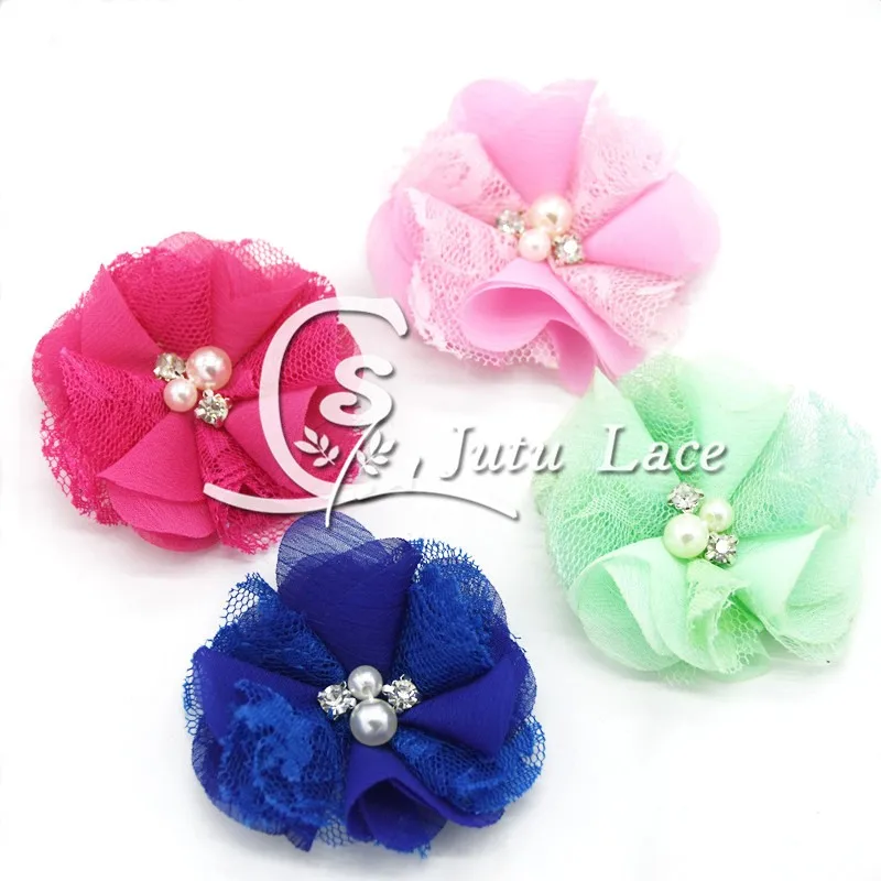 2.5''pearl rhinestone chiffon lace flower (13)