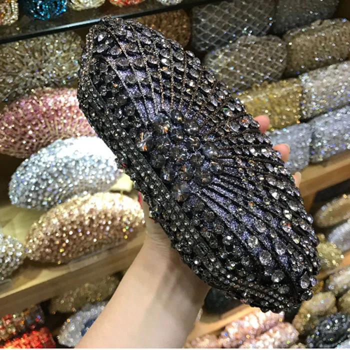Бриллиантовая Женская металлическая вечерняя сумочка Minaudiere Кристальный кошелек
