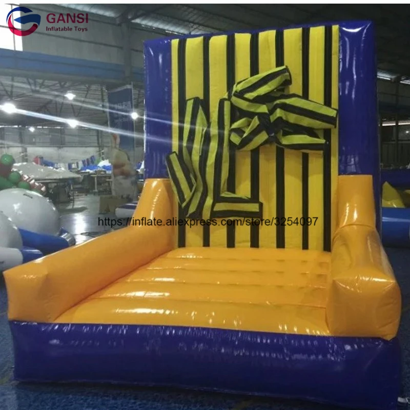 5 4 4m jumping game inflatable stick wall for amusement park waterproof commercial inflatable climbing wall for rental Carnival Games 0.55Mm PVC Inflatable Bouncing Jumping Suit Sticky Wall ,4Mx3mx3m Inflatable Stick Wall With Magic Costumes