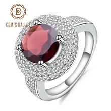 Gem's Ballet 3.15Ct натуральный красный гранат драгоценный камень кольцо 925 пробы серебро обручальные коктейльные кольца для женщин хорошее ювелирное изделие