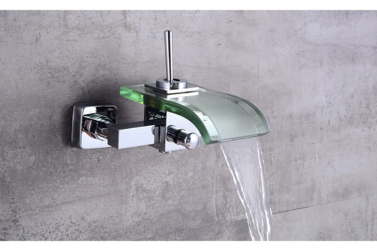 Бакала современный водопад настенный для ванной ванна Наполнитель кран смеситель хромированный