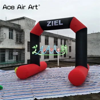Cheap Free Standing Min Red With Black Color Archway Inflatable Start Finish Line Arch Come With Free Air Blower