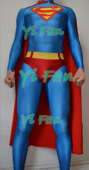 

Free Shipping 3D Printing Superman Costume Lycra Spandex Superman Cosplay Suit Halloween Zentai Catsuit Hot Sale