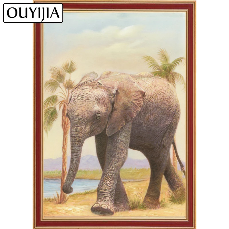 

OUYIJIA Elephant By The River 5D DIY Diamond Painting Embroidery Full Square Diamond Picture Of Rhinestone Mosaic Painting