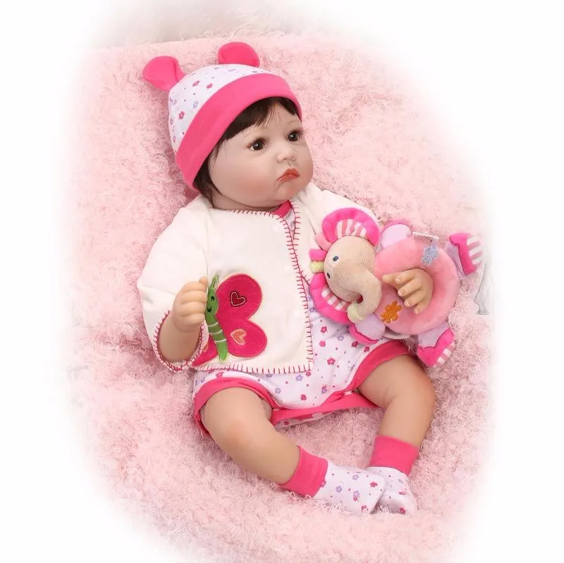 

22 Inch Soft Silicone Realistic Reborn Babies Girl Doll Fashion Newborn Baby Dolls Handmade Lifelike Toy Kids Birthday Gift