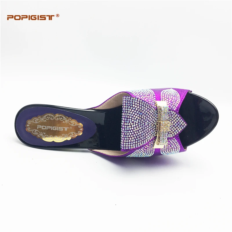 Avec Brillant Italien Sans De Assorti Purple Qualité Nouvelle Chaussures Sac Possible Strass Haute Dames Conception Pour D'été Belle xFqY1gw0