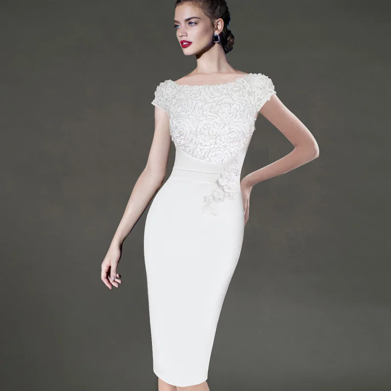 

Vfemage Womens Elegant Floral Applique Party Special Occasion Bridesmaid Mother of Bride Pencil Bodycon Dress 1073