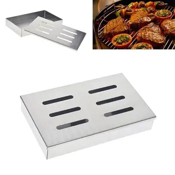 

Stainless Steel Smoker Box Wood Splinters Meat Fish ChipsBBQ Barbecue Cooking Utensils Outdoor Accessories