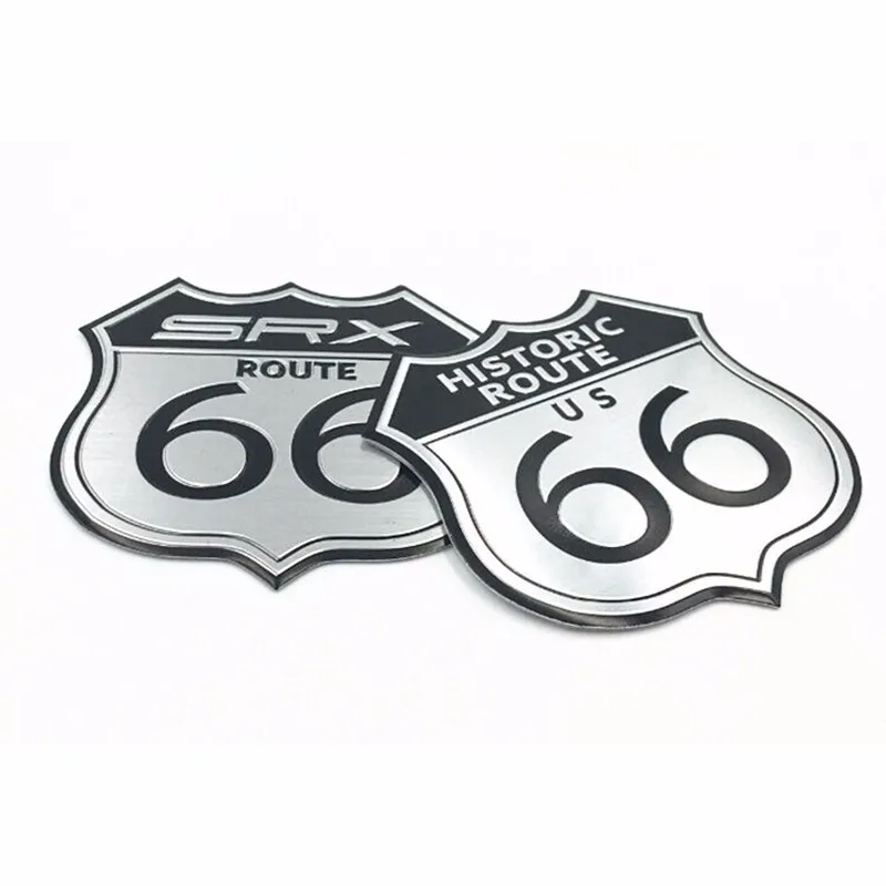 

3D Car Sticker Metal US HISTORIC ROUTE 66 Emblem Road Trunk Badge Motorcycle Decal For Cadillac US SRX Ford BMW Harley Kawasaki