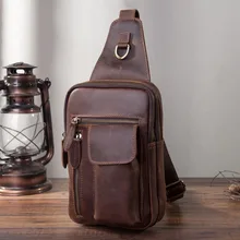 Crazy Horse кожаный мужской повседневный модный дорожный треугольный нагрудный Слинг Сумка Дизайн " планшет Один плечевой ремень сумка рюкзак мужской 9809