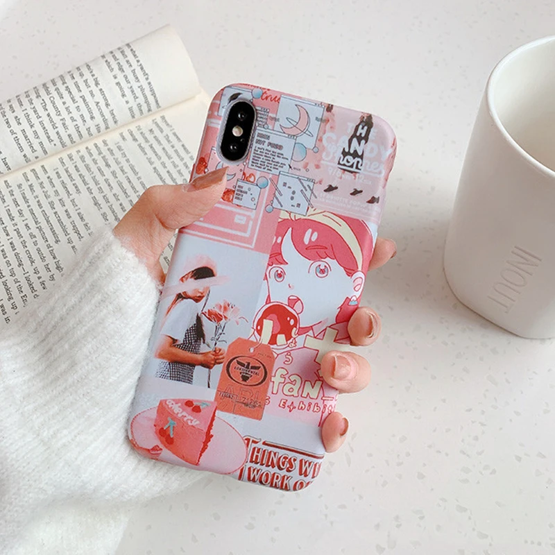 

BONVAN For iPhone X XR XS Max Case soft Cartoon Japanese girl Protection Back Funda For iPhone 6 6s 7 8 Plus Phone Cover Coque