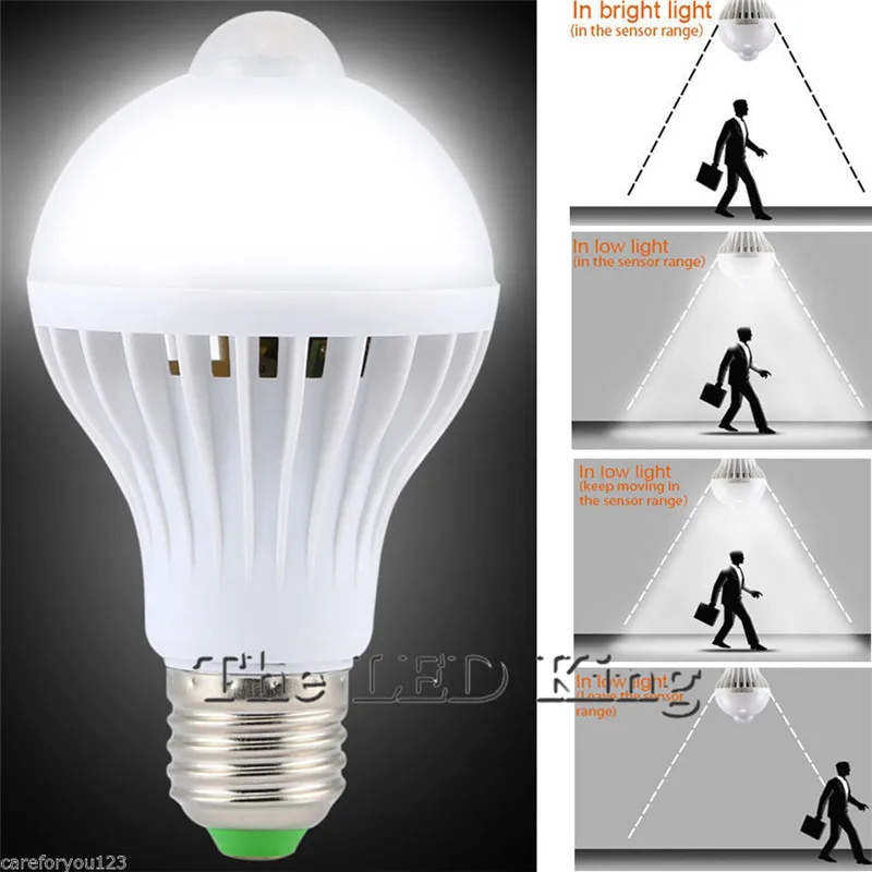 100X PIR Motion Sensor Lamp LED Bulb 7w LEDs 9w Auto Smart LED light