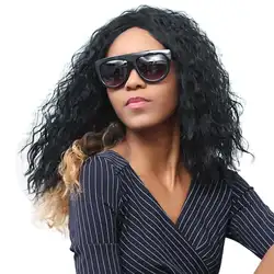 Лохматый афро вьющиеся жаропрочного синтетического мода волосы черный Для женщин Drop Shippinng oc18