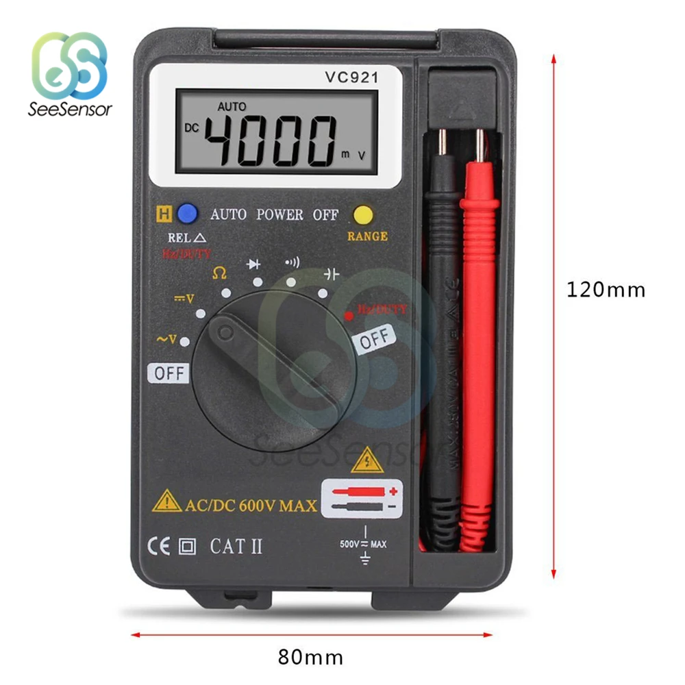 VC921 ручной Мини ЖК цифровой мультиметр True RMS Авто диапазон частоты AC/DC напряжение