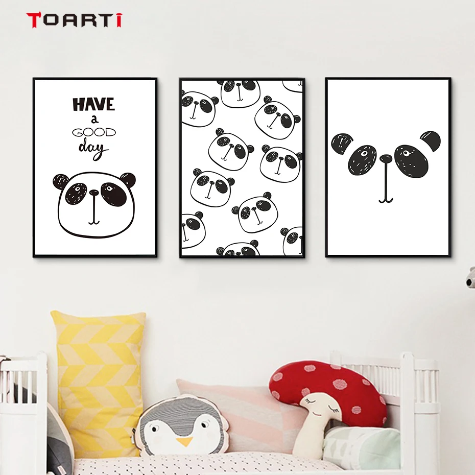 Cute Cartoon Panda Pattern A4 Canvas Art Painting  (5)