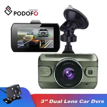 Podofo 3 pollici A Doppia Lente Auto Dvr Registrator Video Recorder Camcorder Dash Cam Vista Posteriore della Macchina Fotografica di Backup Loop di Registrazione Dvr