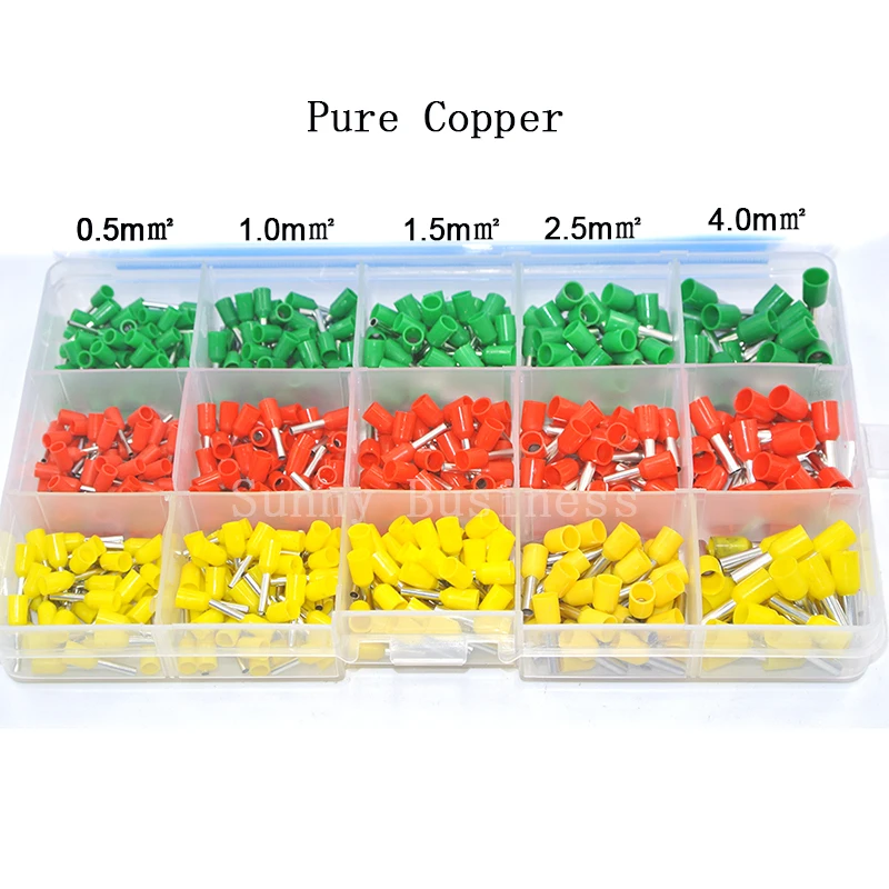 

600pcs/set 3 colors 22~12AWG Wire Copper Crimp Connector Insulated Cord Pin End Terminal Bootlace Pure cooper Ferrules kit set