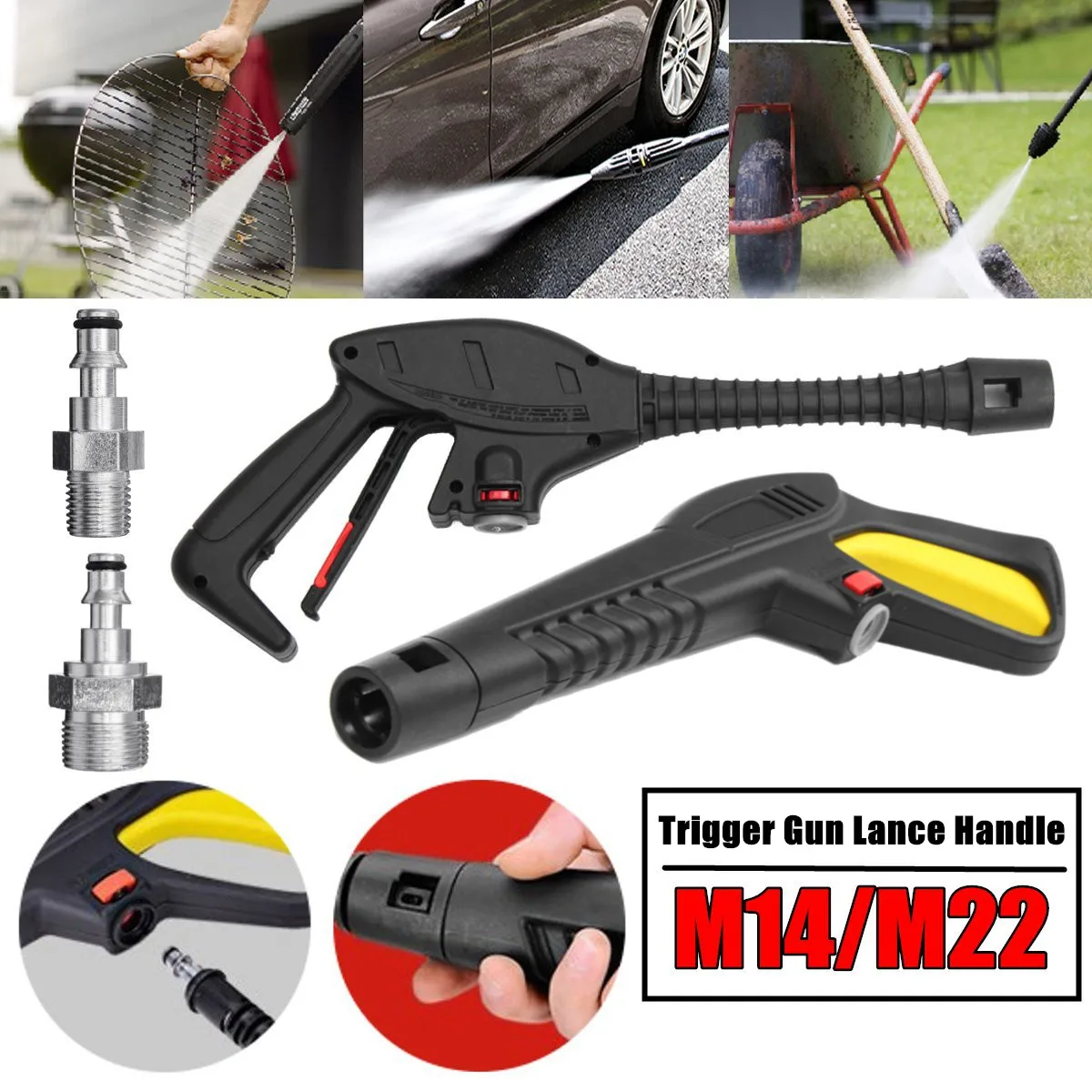 Pressure Washer Trigger Gun. Lance Handle For M14/M22 Hose For VAX For