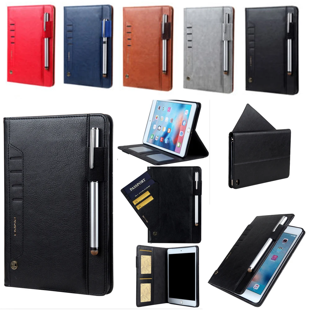 Кожаный чехол Tablet чехол для iPad Mini 1234 Роскошные откидная крышка Подставка для iPad Mini 4 мини 1 2 3 с отделения для карточек