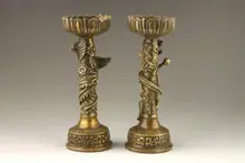 Arts Crafts Copper A Pair of Chinese Handmade Fine Dragon And Phoenix Brass Candlestick chinese arts crafts