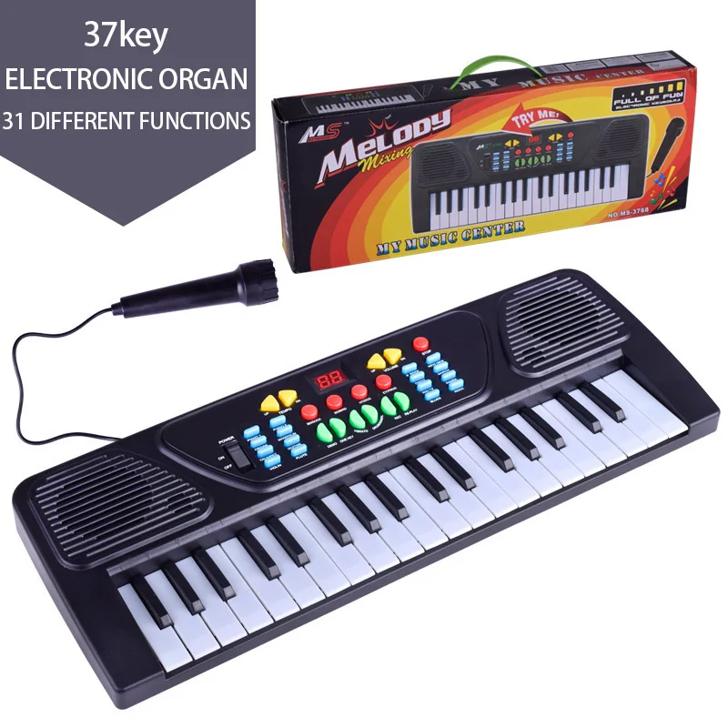 

Kids Enlightenment Training Toy Instrument Toys Baby Musical Keyboard Piano Educational Development With Microphone 37 Key