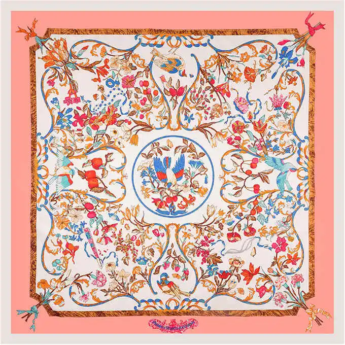 Саржевый Шелковый женский шарф 130*130 см Европейский дизайн Разноцветные квадратные шарфы в горошек с принтом бабочки Высокое качество подарок большая модная шаль - Цвет: Мандарин