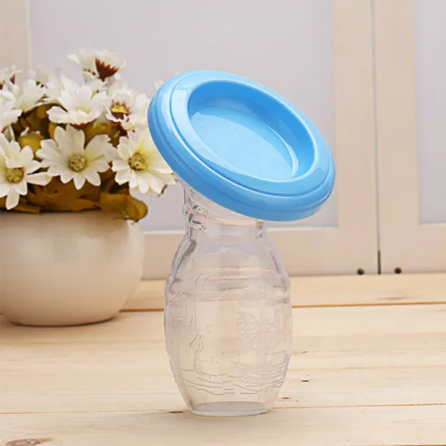 Baby Feeding Manual Breast Pump Extractor Automatic Correction Breast Collector Infant BPA free Silicone Infant Breast Feeding - Цвет: A blue