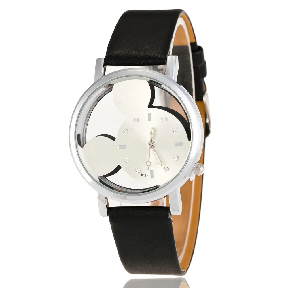 Relogio Feminino Luxo 2019 женские часы с кристаллами часы для женщин Роскошные Кварцевые Кожа Микки мышь КАД N Saatleri
