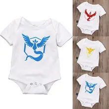 2016 Hot Sale Pokemon Go Team Instinct Valor Mystic Pokeball Baby Boy Short Sleeve Summer Bodysuits Outfit Jumpsuit