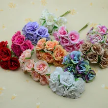 6 шт./лот поддельные тычинки DIY Рождественский венок подарки Главная Свадебный декор аксессуары Искусственные пластмассовые цветы шелк роз