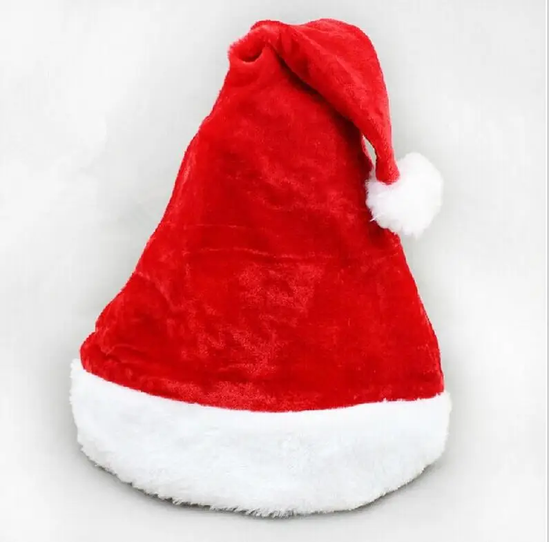 1 шт. Высококачественная Рождественская шапка для взрослых, шапка для рождественской вечеринки, красная плюшевая шапка для костюма Санта-Клауса, Рождественское украшение, подарок AU382