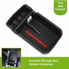 For Jeep Compass 2017 2018 Armrest Storage Box Holder Container Black Auto Parts Interior Accessories