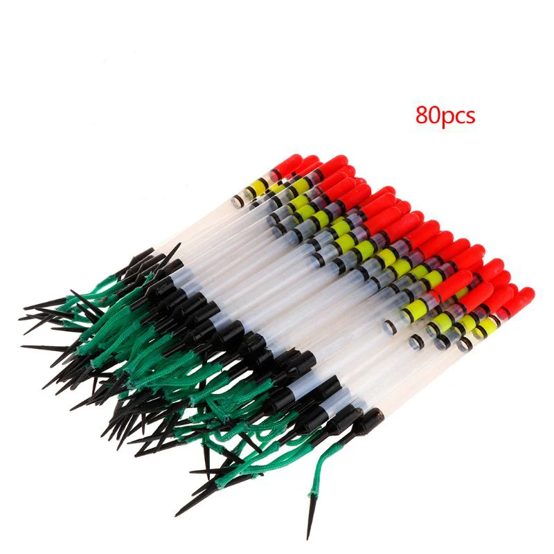 80Pcs/Set Fishing Float Plastic Crystal Floats Stick Fluorescent