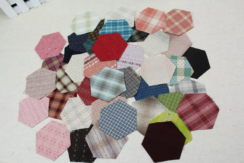 

Grandmother garden hexagon Yarn-dyed fabric 3.8cm DIY Handmade patchwork quilts 100 pcs/lot cotton countryside Stripe
