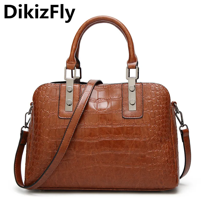 

DikizFly Crocodile Leather Women Bag Luxury Designer Handbags Lady Shoulder Crossbody Bags For Women Messenger Bags bolsa pouch