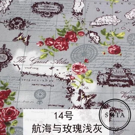 SMTA цветочный хлопок лен винтажная ткань ручной работы шитье пэчворк для сумок одежда 50*70 см 375 г/м D20 - Цвет: ee699