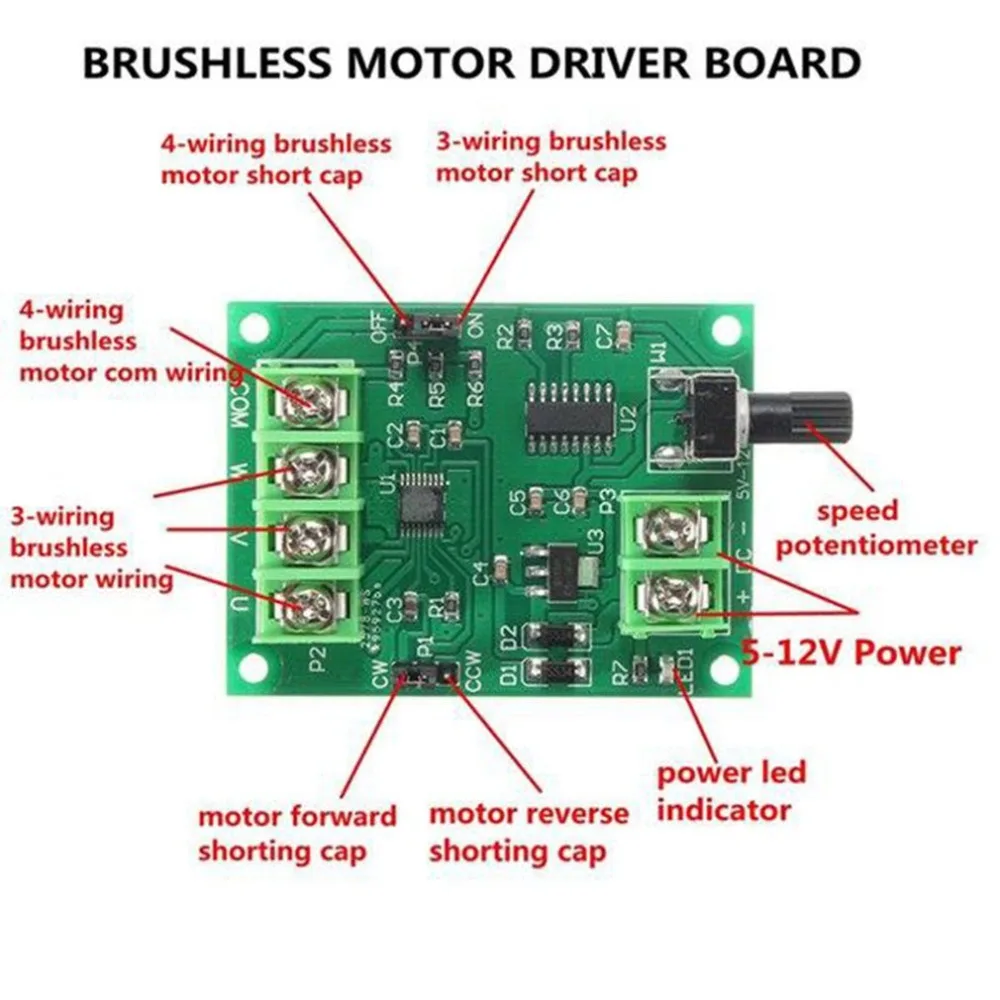 Профессиональный Легко установить 5 v-12 v Dc бесщеточный мотор драйвер платы контроллер жесткий диск мотор 3/4 Проволока Аксессуары для велосипеда