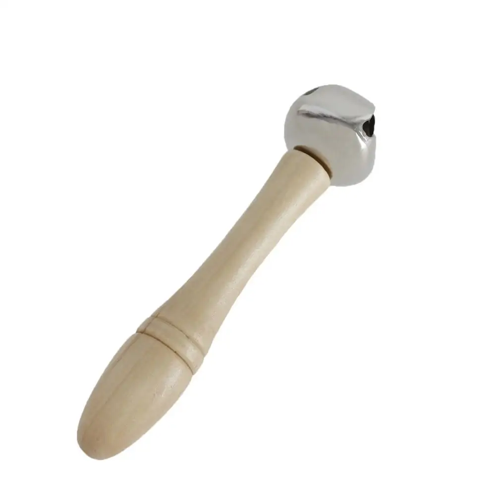 1 шт. металлическая деревянная ручка колокольчик палка шейкер orff инструменты Детские музыкальные погремушки игрушки для детей - Цвет: Wood color
