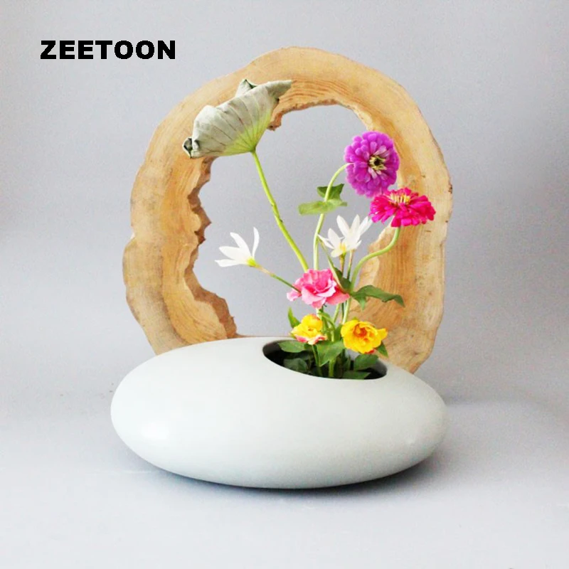 Zen Japanese Flower Pot Coarse Pottery Vase Ikebana cobblestone Style