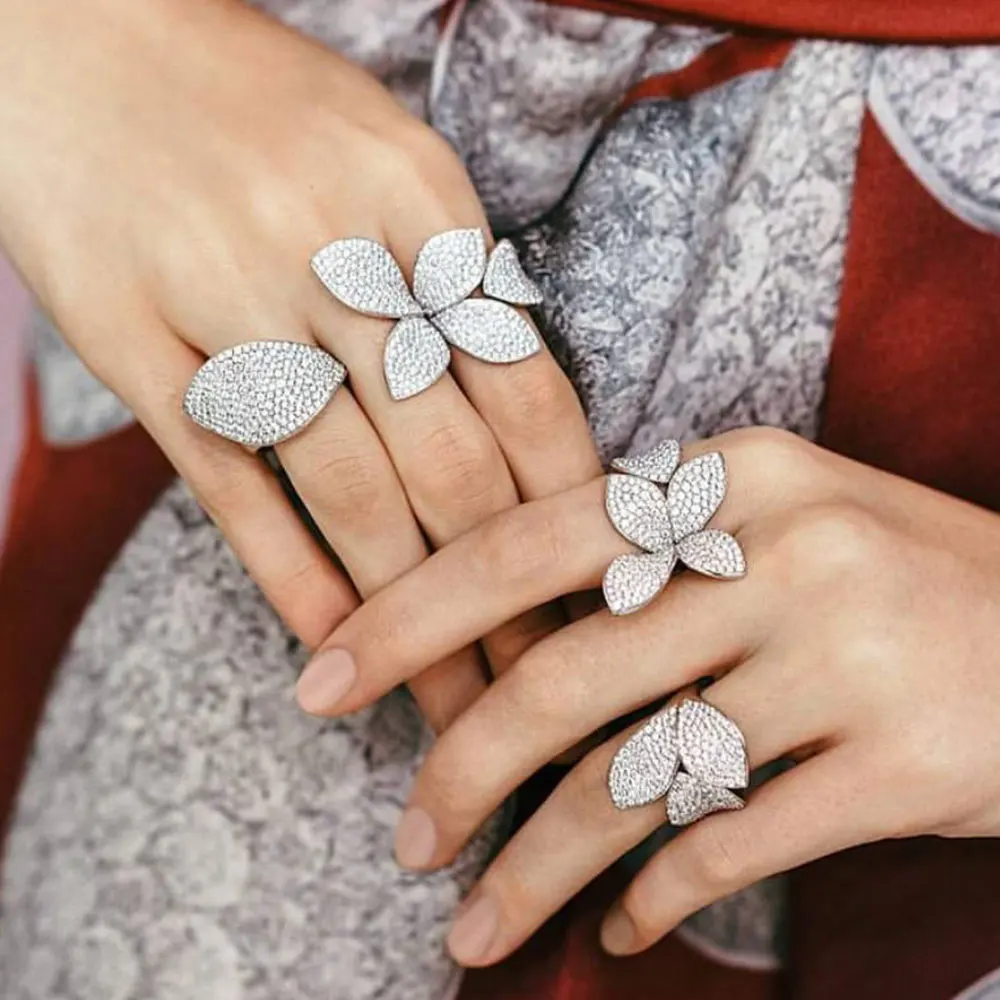 Kopen GODKI Fashion Luxe AAA Zirconia Merk Nieuwe Engagement Verstelbare Ring Voor Vrouwen Glitter Elegante Hand Gemaakt Ring Voor Vrouwen
