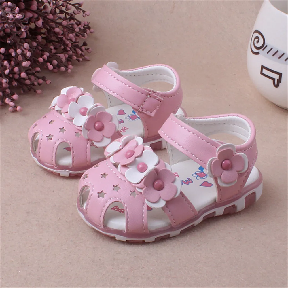

2017 summer children's shoes baby girls toddler shoes toe breathable baby flashing lights 1931