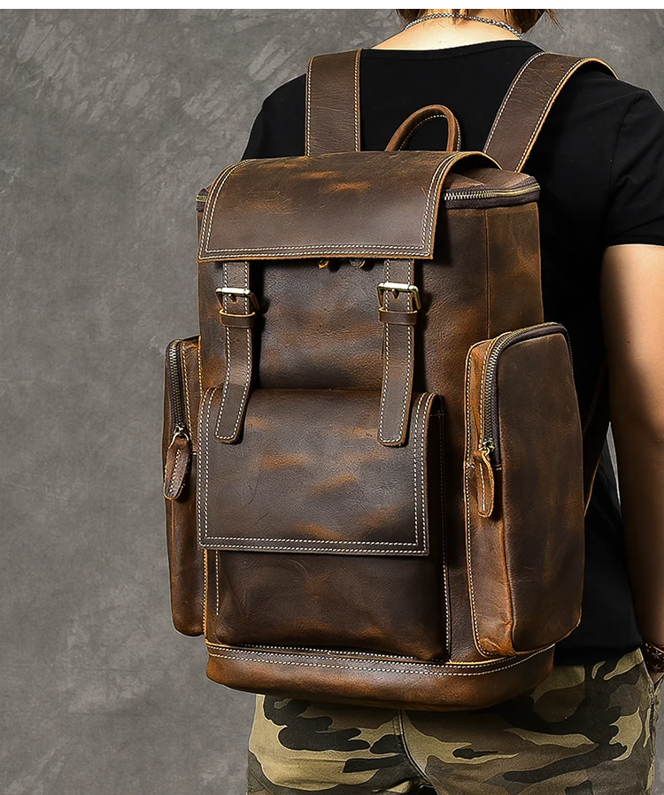 New Hot Sales Retro Genuine Leather Men's Backpack Large Capacity ...