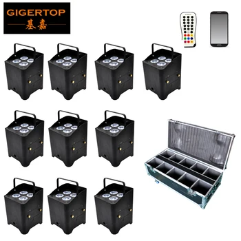 

10IN1 Charging Flightcase 4x6W Wireless Battery Infrared Freedom Led Par Light Phone App Remote Control Andrid/iphone System