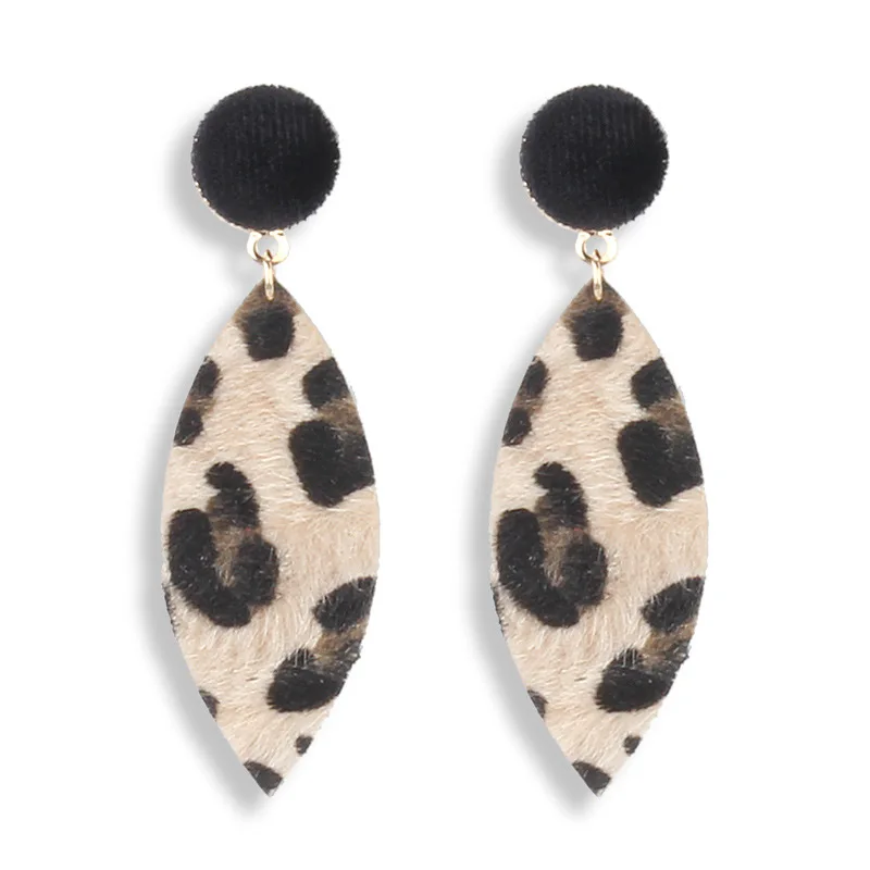 

HOCOLE Geometric Round Square Drop Earrings Fashion Party Women Leopard Print Long Dangle Earrings Bamboo Maxi Jewelry