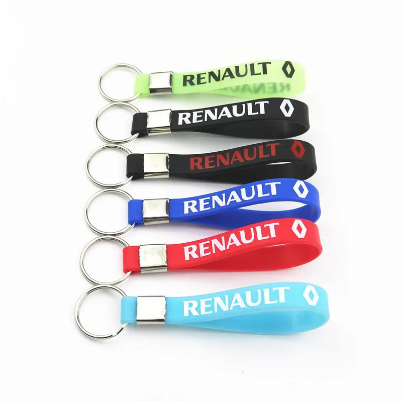 

Silicone Logo Emblem Badge Car Keychain Key Ring for Renault Megane 2 3 Duster Logan Clio Laguna 2 Captur Accessories
