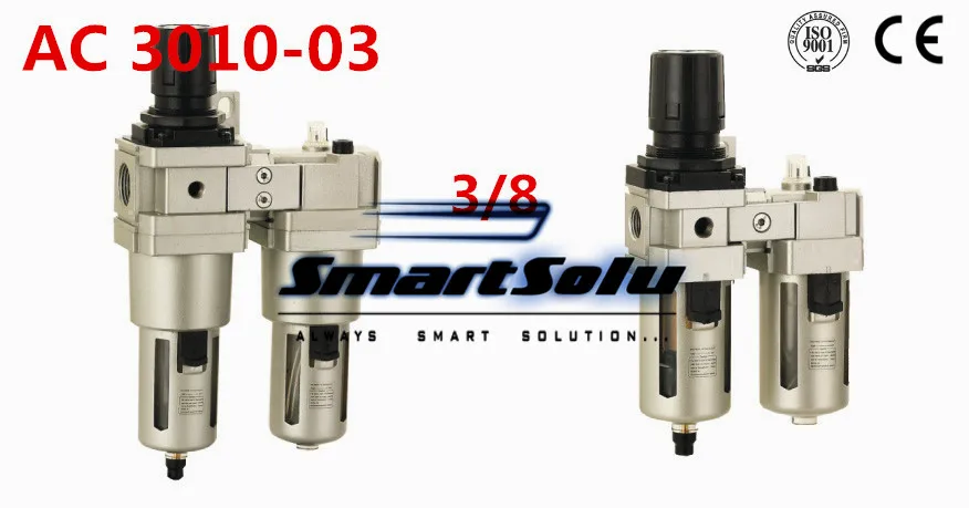 

Free ShippingPneumatic FRL Combination air filter pressure regulator and lubricator AC3010-03 3/8inch Manual drain type