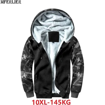

men Sweatshirt Camouflage hoodies patchwork winter jackets mens warm fleece Sweatshirts large size big 9XL 10XL plus hooded coat
