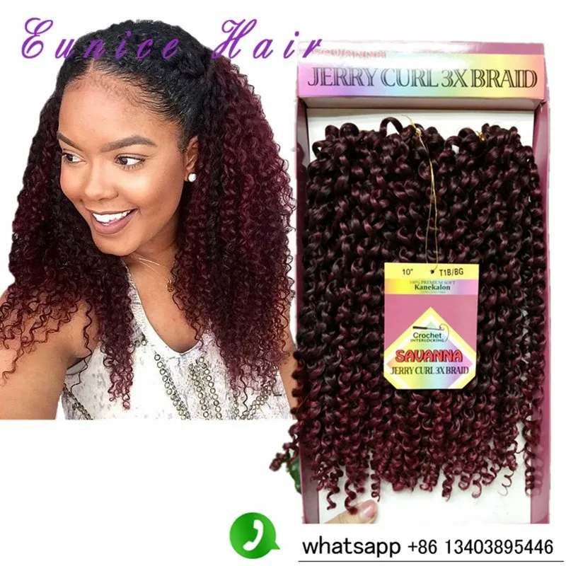 100% premium hair soft freetress braids kanakalon jerry curly 3x braids 10inches 3pcs  (3)